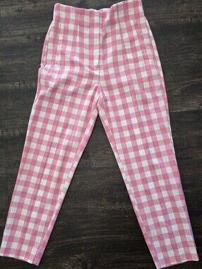 Zara Pink Gingham Ankle Pants Size M